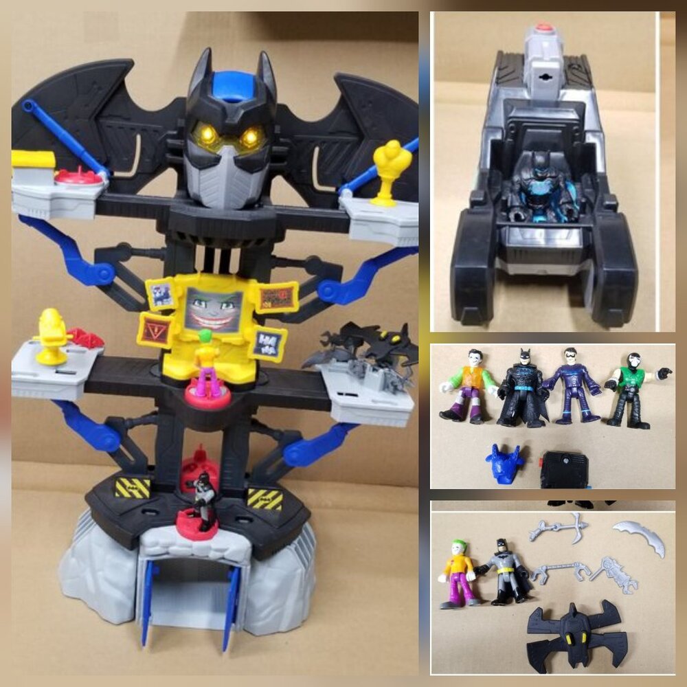 BUNDLE: Batman Transforming Batcave Playset, Bat Tank and 6 figures